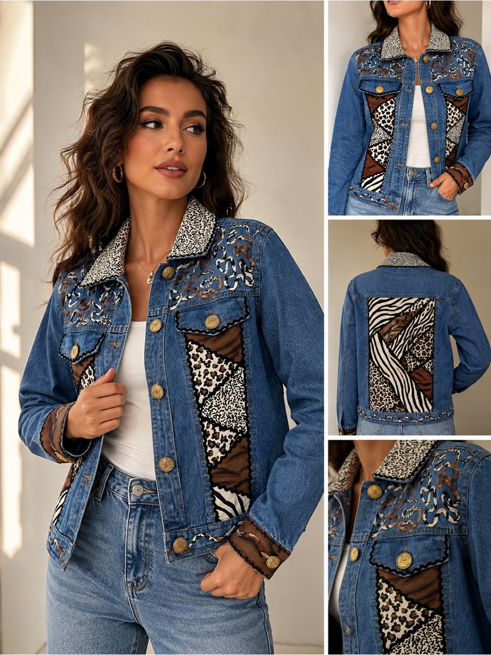 New Directions Women’s Embellished Denim Jacket – Size L